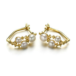 14K Gold Plated 925 Sterling Silver Freshwater Pearl Earrings