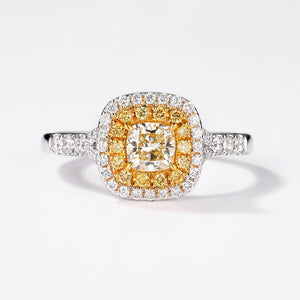 18K White Gold Yellow Diamond Ring