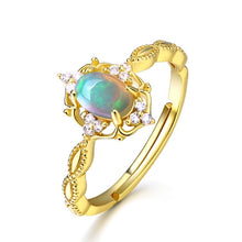 Natural Opal 14K Gold Plated 925 Sterling Silver Ring