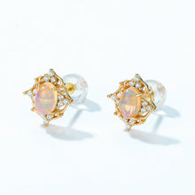 10K Gold Plated 925 sterling silver with Natural Opal Earrings