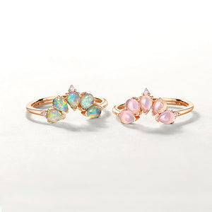 9K Gold Plated 925 Sterling Silver Created Opal Ring