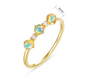 Dorra Jolla 14K Gold Natural Opal 3*3mm Ring