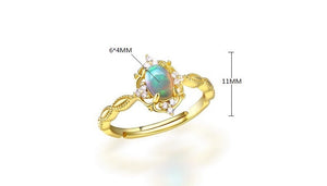 Natural Opal 14K Gold Plated 925 Sterling Silver Ring