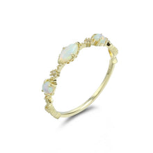 DorraJolla 9K Gold Natural Opal and White Topaz Ring