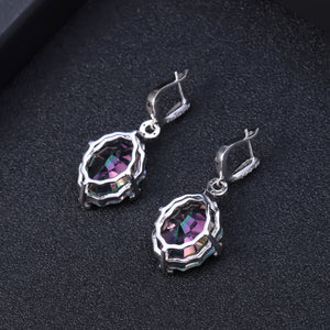 Natural Mystic Quartz Cubic Zirconia 925 Sterling Silver Earrings