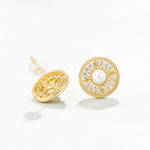 14K Gold Plated 925 Sterling Silver Pearl Earrings