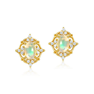 10K Gold Plated 925 sterling silver with Natural Opal Earrings