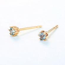 DorraJolla 14K Gold Natural London Blue and White Cubic Zirconia Earrings