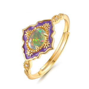 14K Gold Plated 925 Sterling Silver Natural Opal Ring(Ring Only)