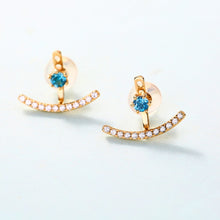 DorraJolla 14K Gold Natural London Blue and White Cubic Zirconia Earrings