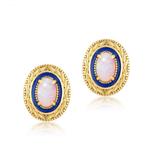 14K Gold Plated 925 Sterling Silver Created Opal Earrings/Ring/Necklace